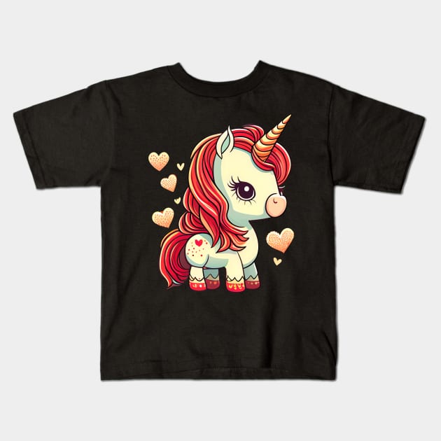 Valentines Unicorn Love Kids T-Shirt by pako-valor